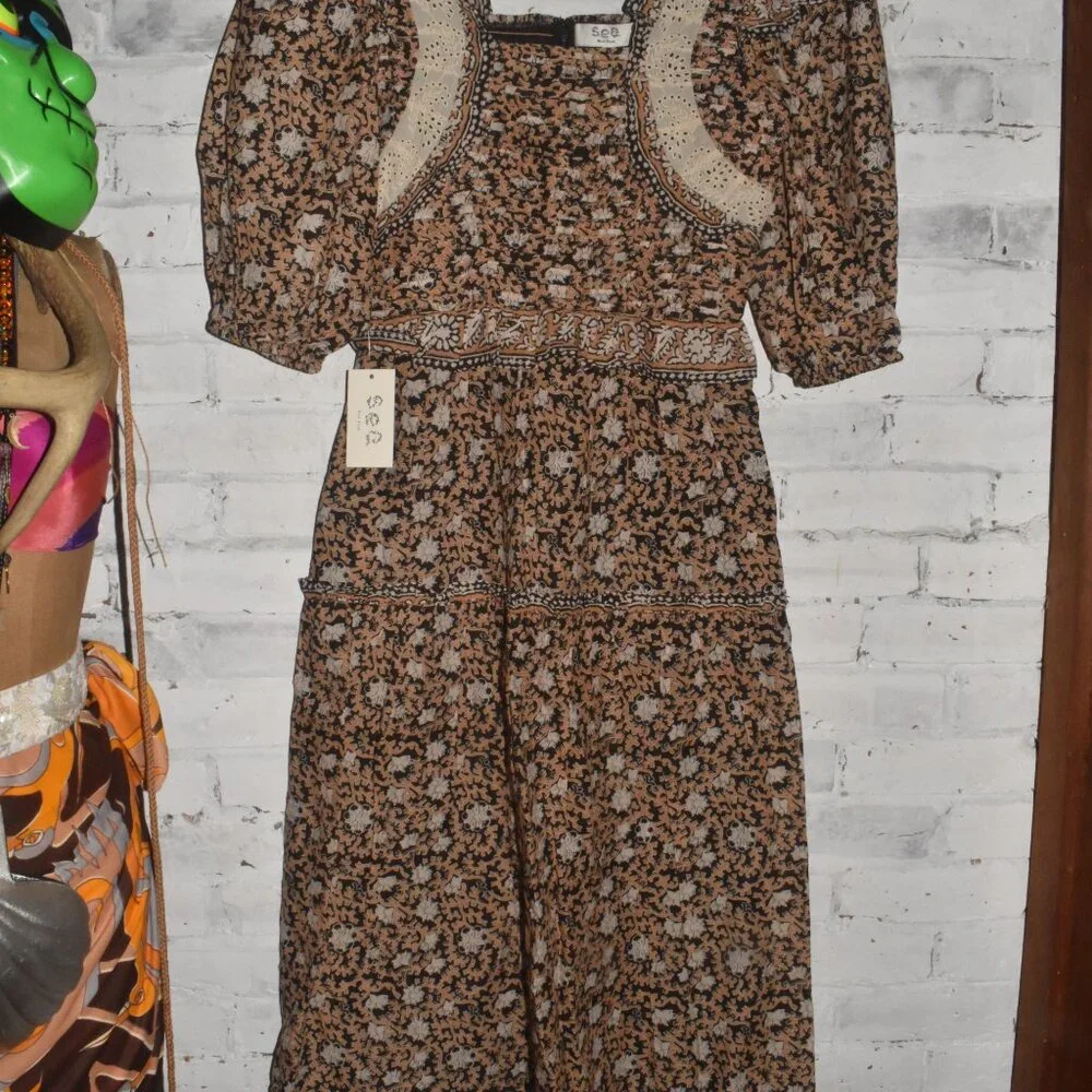 NWT SEA Irina Dress Beautiful Lace Pleating Size Small $425! - Picture 7 of 13